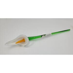 Art Glass White with Yellow Center Calla Lily Long Stem Glass Flower 12"
